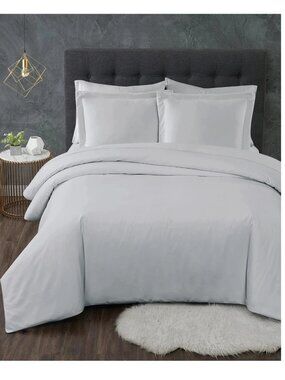 Truly Calm Antimicrobial 3-Piece Duvet Cover Set, Full/Queen, Gray